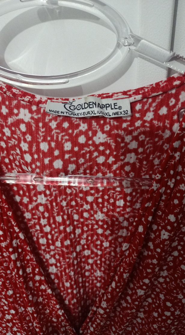 Kısa Kırmızı V Yaka Drapeli Kadın Elbise - Görsel 3