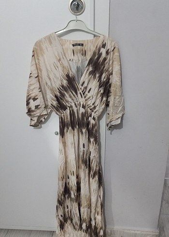 V Yaka Bohem Uzun Elbise - Görsel 2