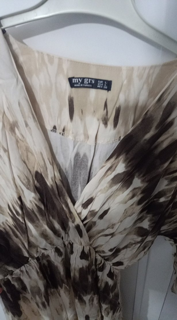 V Yaka Bohem Uzun Elbise - Görsel 3