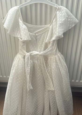 Beyaz Kız Çocuk Fırfırlı Bohem Elbise - Görsel 4