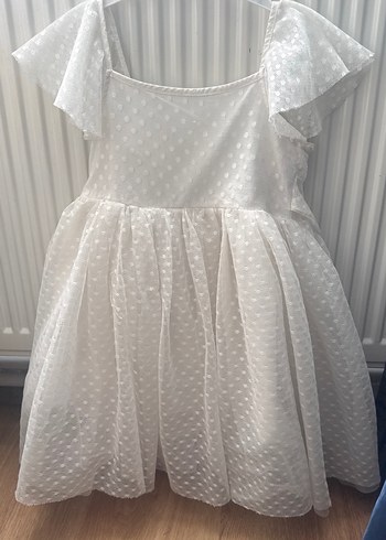 Beyaz Kız Çocuk Fırfırlı Bohem Elbise - Görsel 3