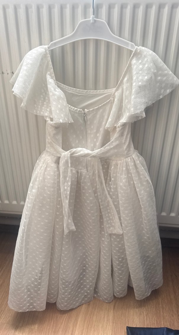 Beyaz Kız Çocuk Fırfırlı Bohem Elbise - Görsel 5