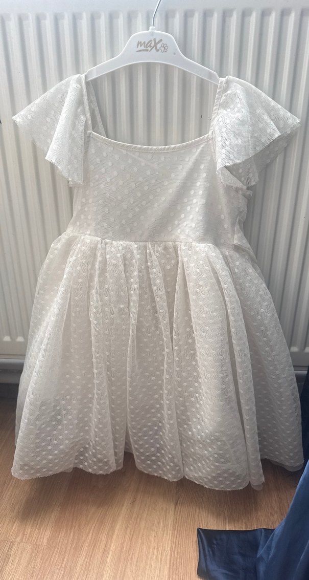 Beyaz Kız Çocuk Fırfırlı Bohem Elbise - Görsel 2