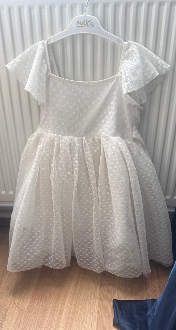 Beyaz Kız Çocuk Fırfırlı Bohem Elbise - Görsel 3