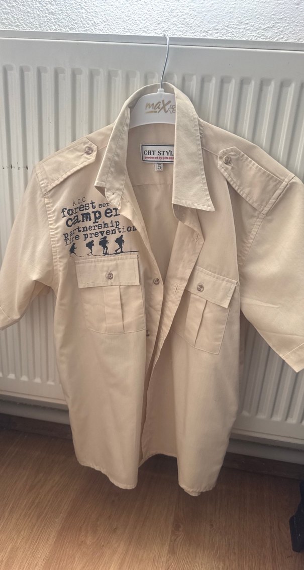 Bej Erkek Kısa Kollu Pamuklu Gömlek 6 yaş - Görsel 2