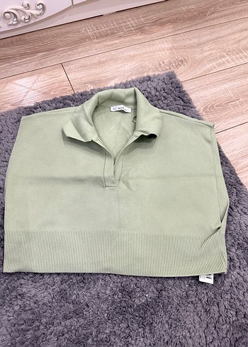 Kadın Pastel Renkli Örgü Yaka Kazak mint yeşil - Görsel 2