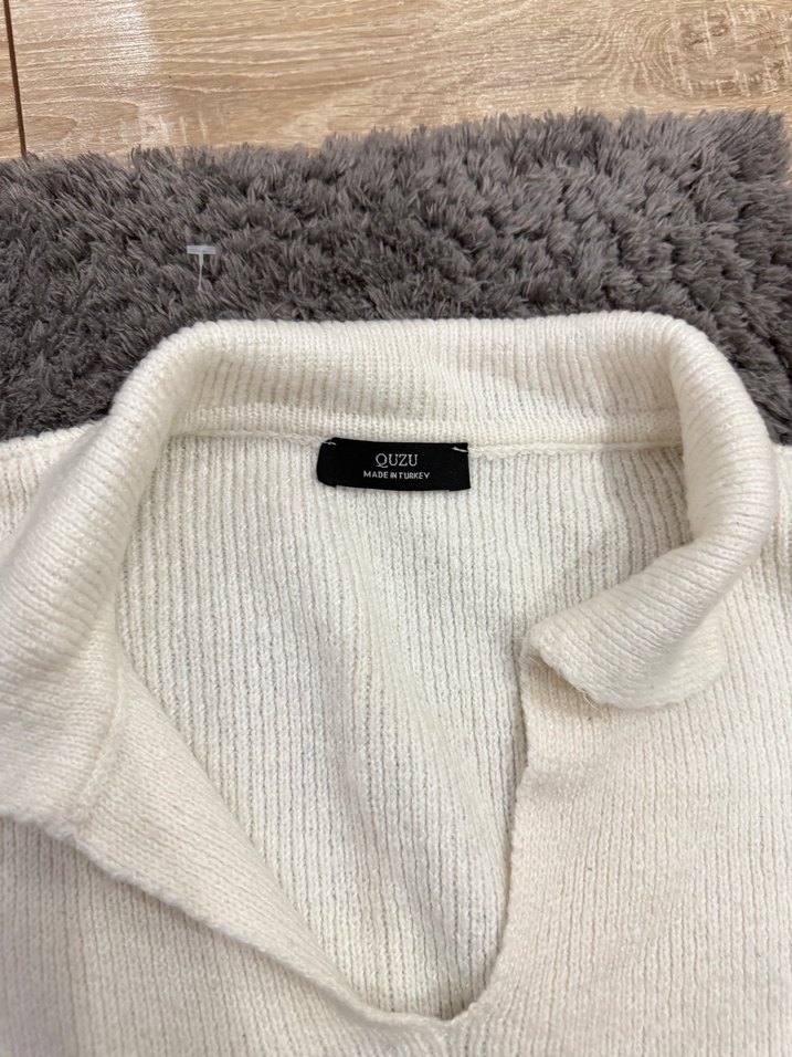 Zebra Desenli Beyaz Siyah Örgü Kazak - Görsel 3