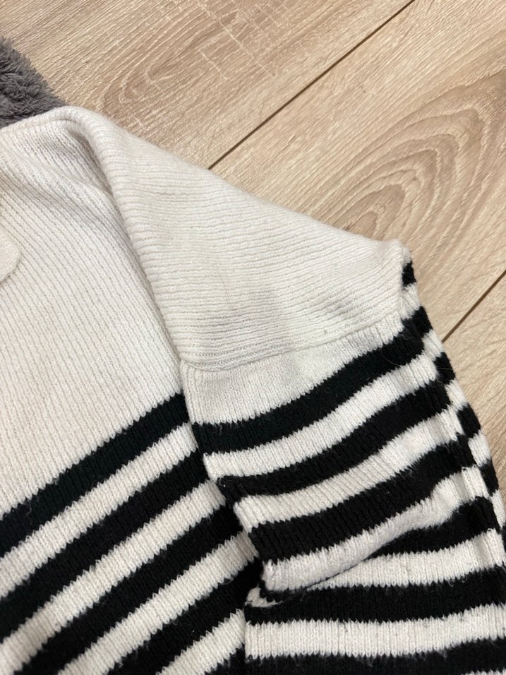 Zebra Desenli Beyaz Siyah Örgü Kazak - Görsel 4