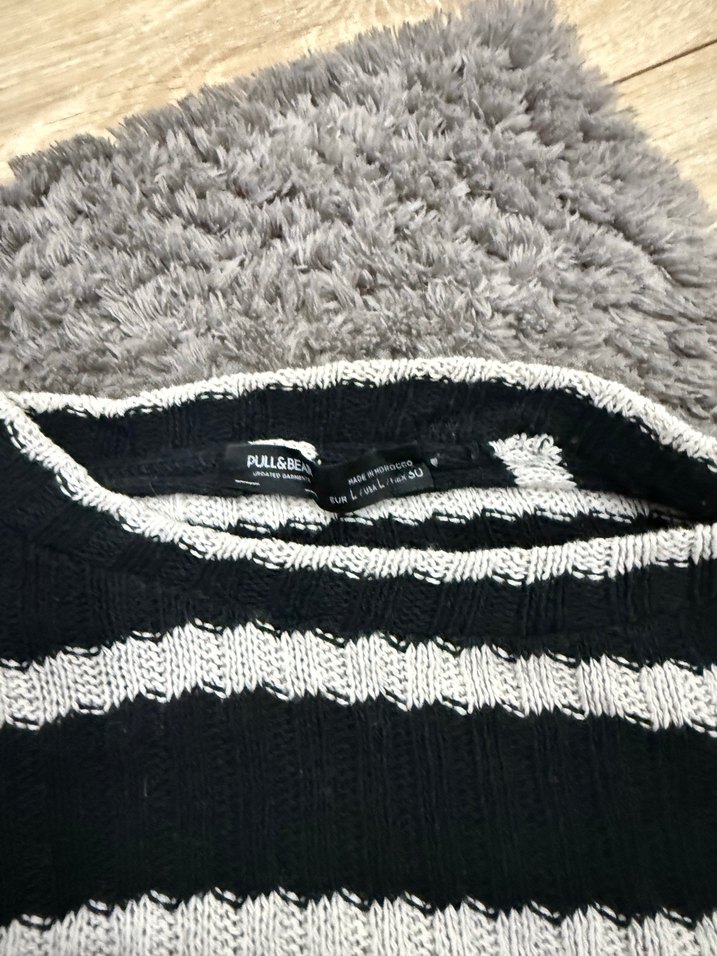 Çizgili Uzun Kollu Triko Kadın Kazak - Görsel 3