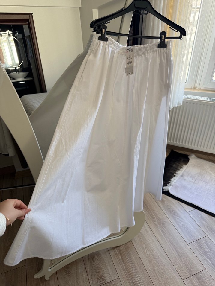 Beyaz Uzun Salaş Etek - Görsel 5