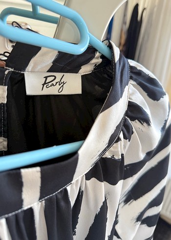 Zebra Desenli Uzun Pilili Kadın Elbise abiye elbise - Görsel 3