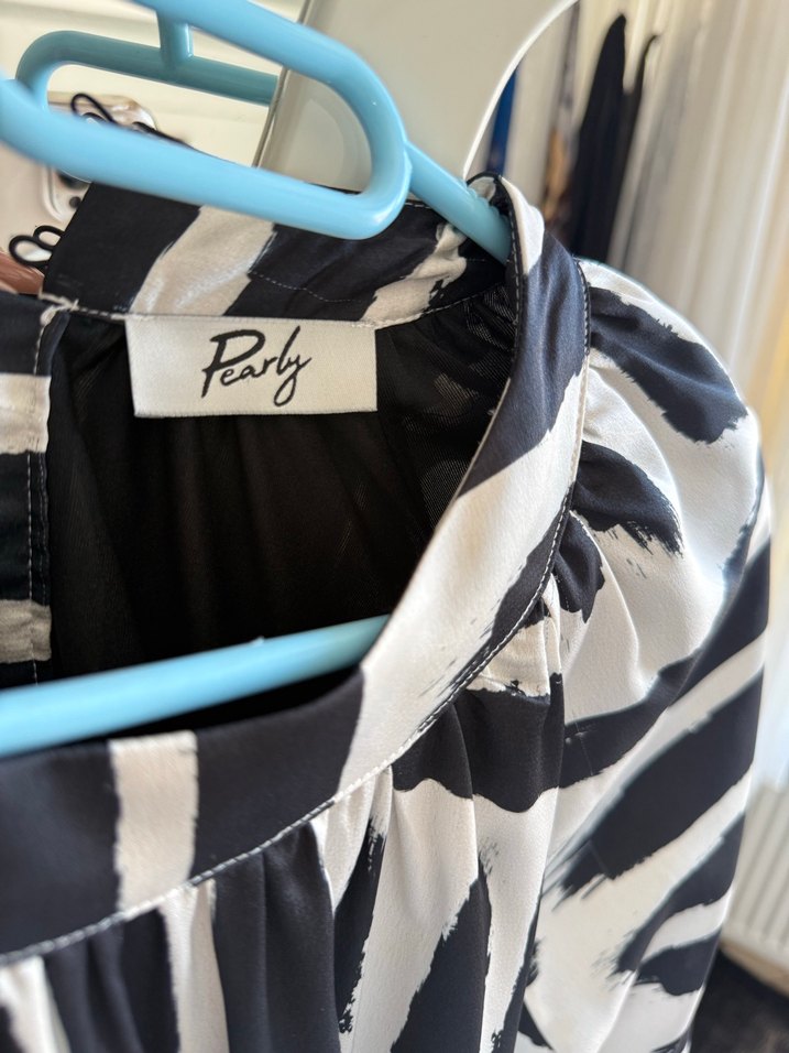 Zebra Desenli Uzun Pilili Kadın Elbise abiye elbise - Görsel 3