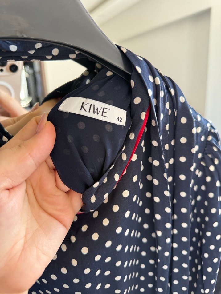 Puantiye Desenli Siyah Uzun Kadın Elbise abiye - Görsel 3