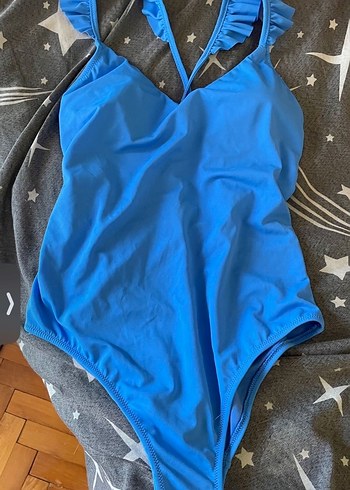 Mavi Drapeli Askılı Kadın Mayo - Görsel 2