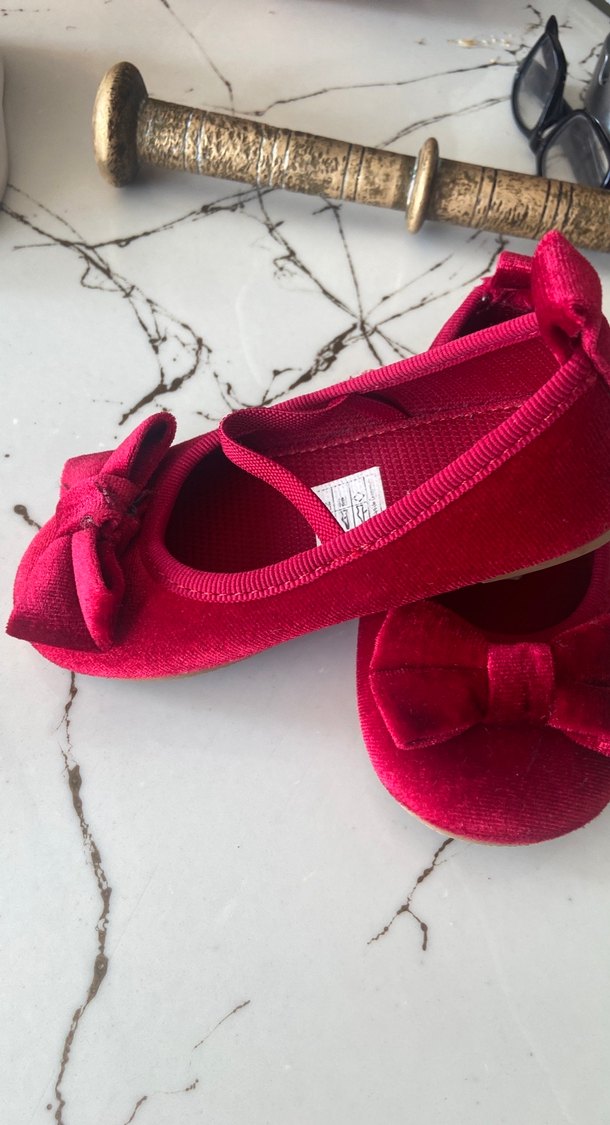 Kız Çocuk Kırmızı Fiyonk Detaylı Babet - Görsel 3