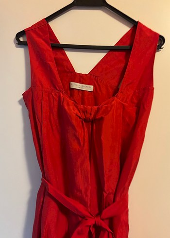 Stella McCartney Stella Mccartney Kırmızı Drapeli V Yaka Midi Elbise