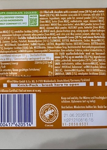 Ritter Sport Karamel & Bisküvi 100g - Görsel 2