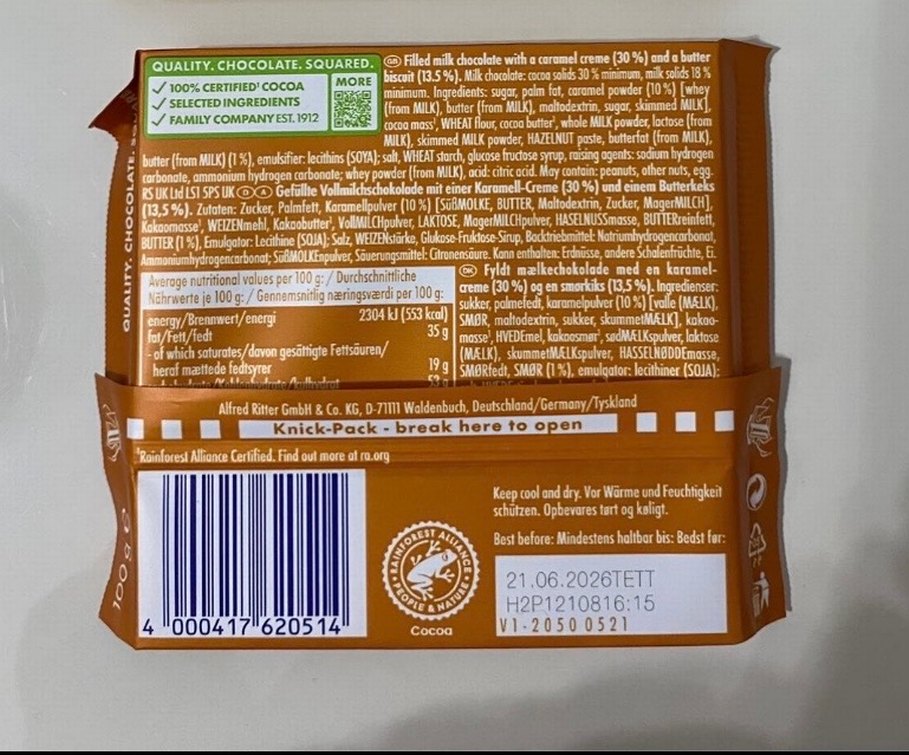 Ritter Sport Karamel & Bisküvi 100g - Görsel 2