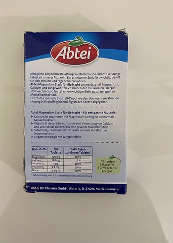 Almanyadan Abtei (mivolis) Magnezyum Gece Takviyesi 30 Tablet - Görsel 3