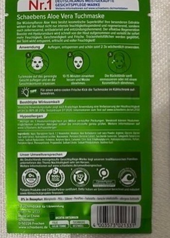 Schaebens Aloe Vera Özlü Kağıt Maske - Görsel 2