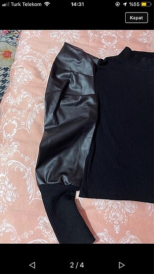 Zara Kolları Deri Detaylı Bluz
