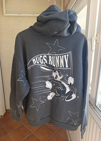 Gri Bugs Bunny Kapüşonlu Sweatshirt - Görsel 2