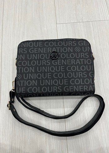 Diger Kadın Siyah Gri Baskılı Çapraz Çanta