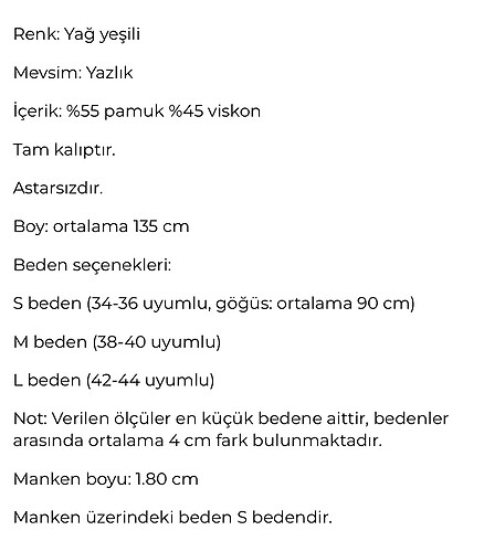 l Beden yeşil Renk Minik Terzi Yağ Yeşili Elbise