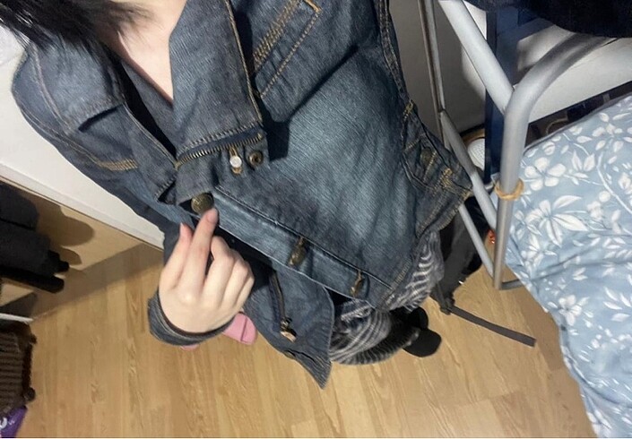 s Beden lacivert Renk stradivarius kot ceket vintage