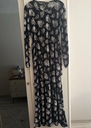 Uzun Kollu Siyah Bohem Elbise - Görsel 2