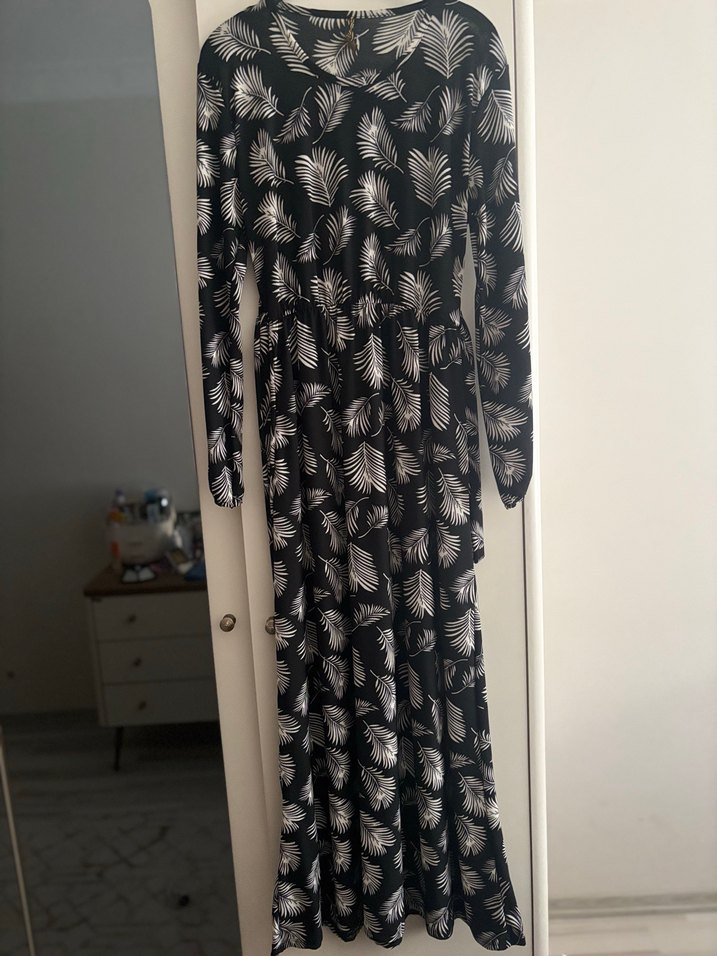 Uzun Kollu Siyah Bohem Elbise - Görsel 2