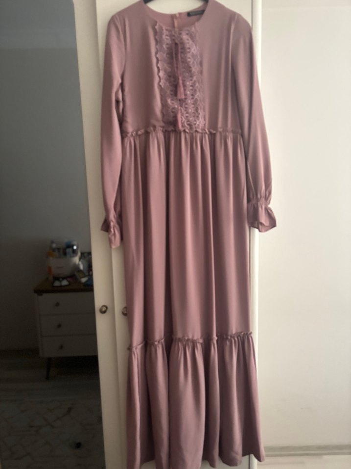 Uzun Kollu Bohem Renkli Elbise - Görsel 3