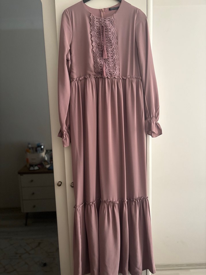 Uzun Kollu Bohem Renkli Elbise - Görsel 2