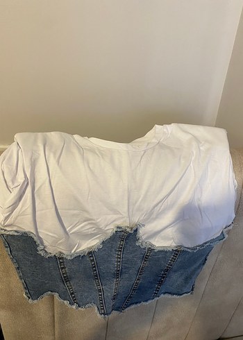 Trendyol & Milla Beyaz Batik Desenli Denim Büstiyer