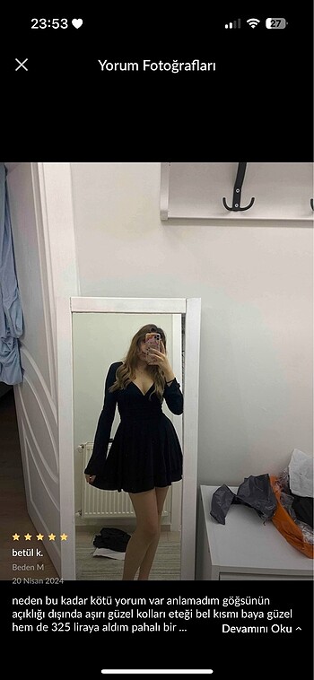 m Beden Siyah mini elbise