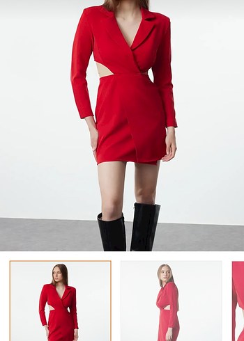 Trendyol & Milla Kırmızı Mini Kesim Uzun Kollu Elbise