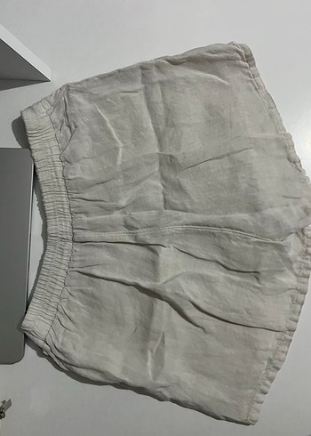 l Beden beyaz Renk Addax Krem Rengi Keten Mini Kumaş Kadın Pantolon