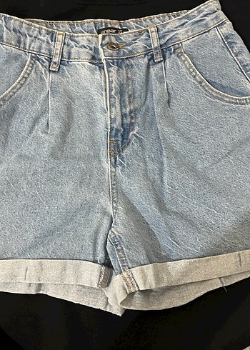 Düğmeli Loose Fit Kadın Kot Şort