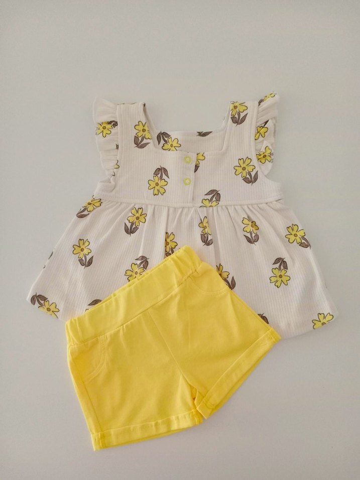 Kız Çocuk Sarı Fırfırlı Straplez Bluz - Görsel 2