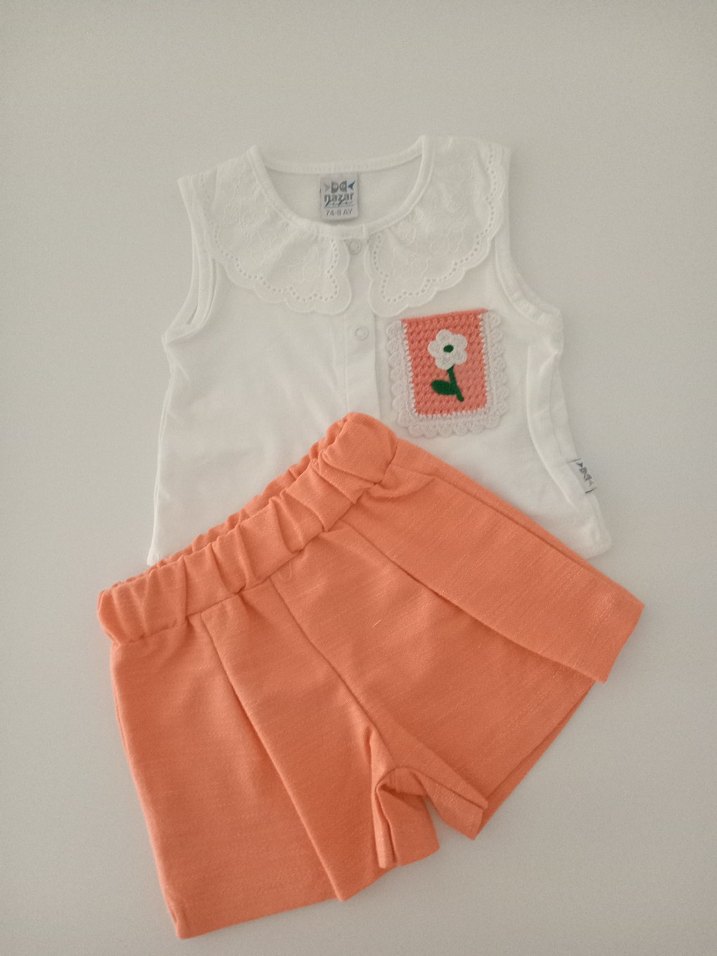 Beyaz Pamuklu Kız Çocuk Şortu - Görsel 2