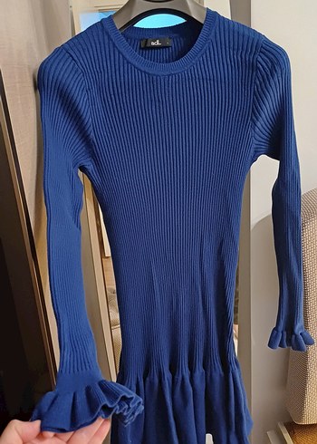 adl Triko Kadın Elbise, Fırfır Detaylı - Görsel 5