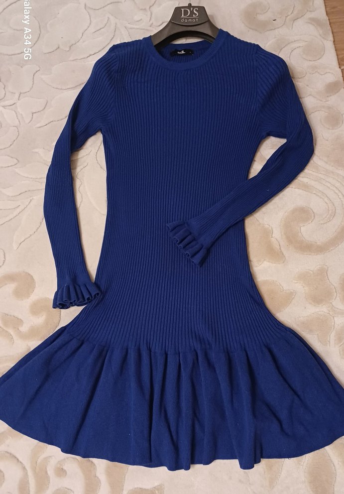 adl Triko Kadın Elbise, Fırfır Detaylı - Görsel 4