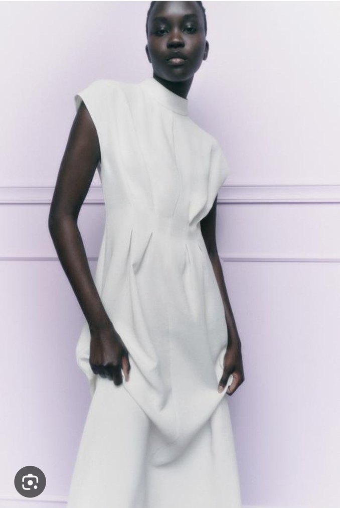 zara beyaz pensli Uzun Elbise - Görsel 3