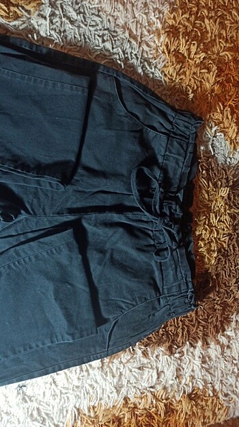 36 Beden Koton Siyah Beli Lastikli Bağcıklı Kumaş Pantolon 