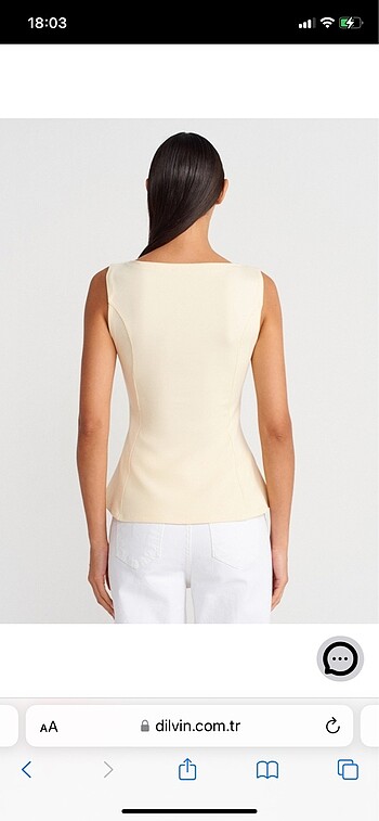 Dilvin Dilvin Kayık Yaka Peplum Top-Açık Sarı