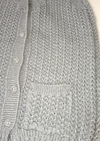 Gri Örgü Kadın Süveter V Yaka - Görsel 2