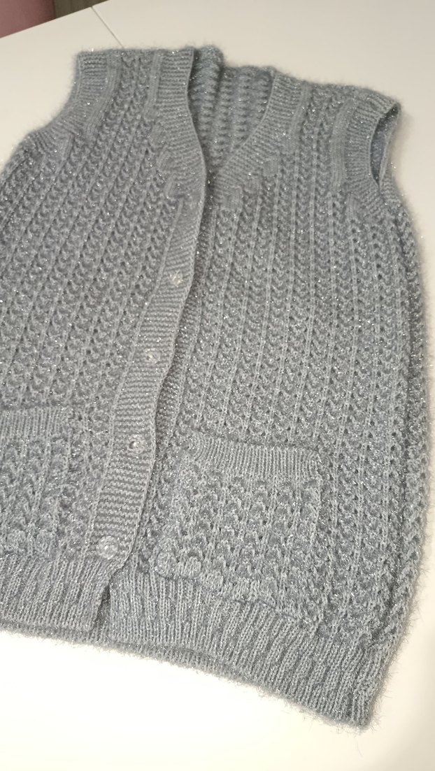 Gri Örgü Kadın Süveter V Yaka - Görsel 3