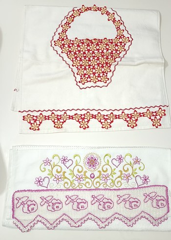 Nakışlı Beyaz Havlu Seti - Görsel 6