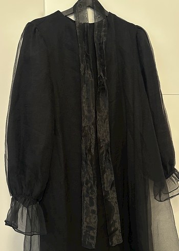 38 Beden siyah Renk Emnora Siyah Organza Elbise