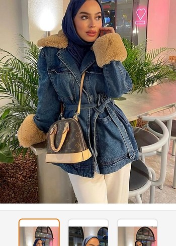 Kadın Camel Kürklü Denim Ceket - Görsel 2